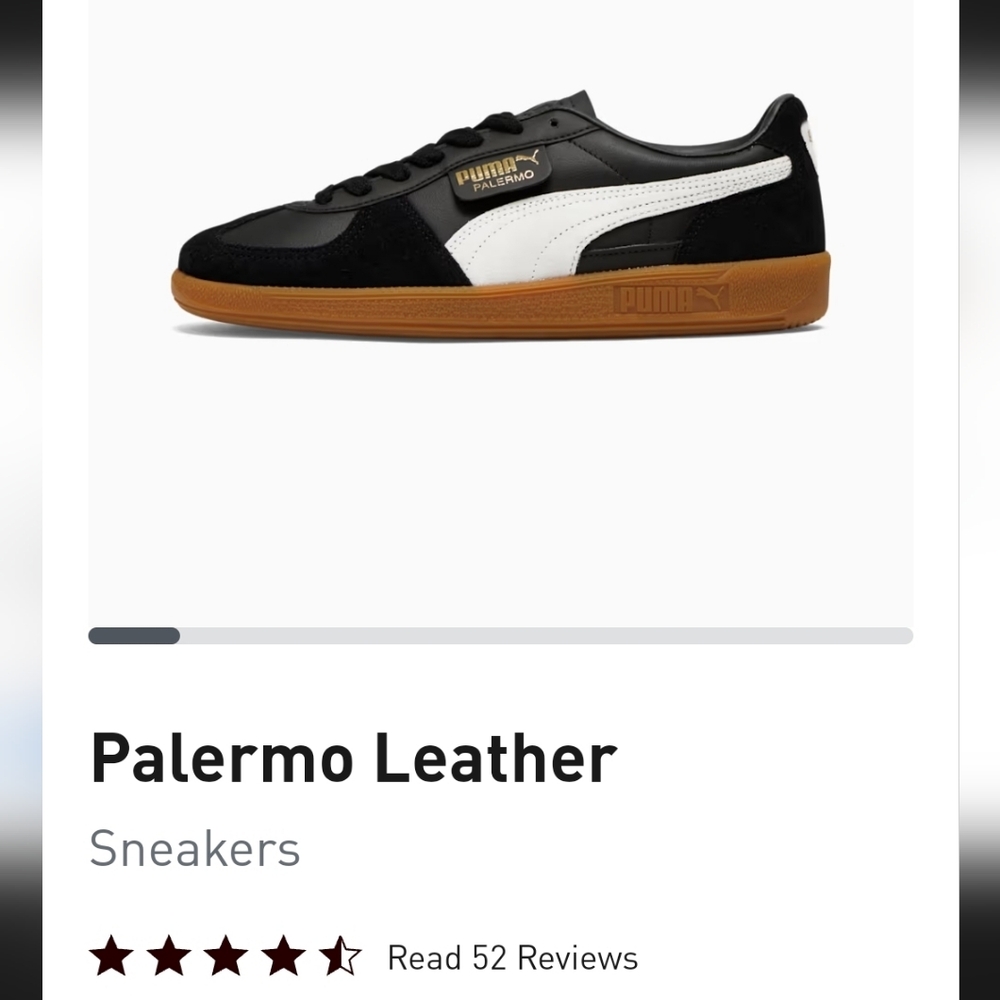 Puma Palermo Leather Black White Sneakers Men's 6, Or Women's 7